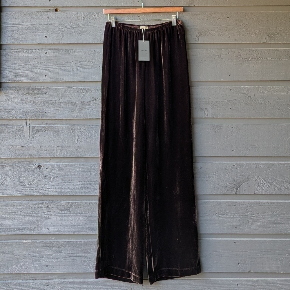 NWT Donni. The Velvet Simple Pant Espresso Brown Velvet Size XS Rayon Silk - Picture 8 of 8